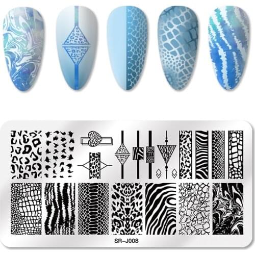 Mtssii Rectangle Nail Stamping Plates Leopard Skin Ink Stainless Steel Template Nail Art Image Texture DIY Plate Tools