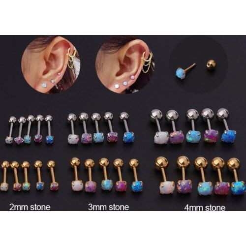 1Pcs 20G 2/3/4mm Colorful Opal Cartilage Earring for Women Stainless Steel Small Stud Earring Helix Tragus Boby Piercing Jewelry