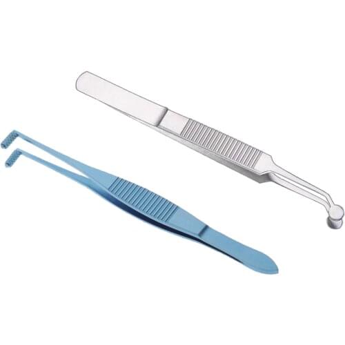 2x Premium Stainless Eyelid Massage Tweezer Round Knurled Tarsal Forceps