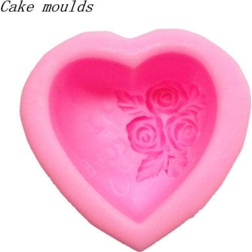 Silicone soap mold K137 I love you heart roes shape Fondant cake mold chocolate mold Decoration tools