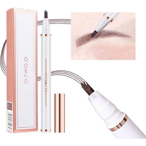 Water Resistant Eyebrow Pen 3 Fork Fine Line Felt Tip Liquid Eyebrows Pencil Cosmetics Long Lasting Natural Dark Brown