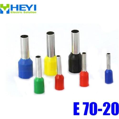 Top quality 100pcs/lot E70-20 AWG#210 Tube Insulated End Terminals Copper Crimp Terminals