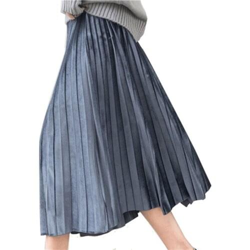 2020 Spring Summer Womens Long Skirts Fashion Brand A-Line Waist elastic waist Pleated Skirt plus size Casual Black Skirt 6XL