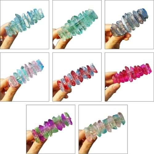 Bohemian Women French Spring Hair Clip Handmade Multicolor Raw Crystal Quartz Hairpin Vintage Jewelry Ponytail Barrettes