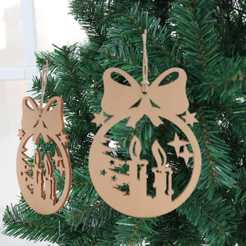 10pcs Christmas Ball Cutouts Wood DIY Crafts Unfinished Wooden Embellishments Home Decoration Scrapbooking