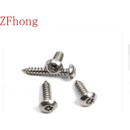 100pcs/lot ST2.9*6/8/10/13/16/19/25 Stainless Steel Security Six-Lobe Round head self tapping screw, SUS 304 torx screw
