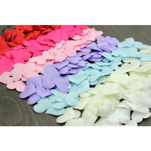 200pcs/lot Fabric Satin Heart Shape Applique Padded Petal Garment Patches Wedding Table Birday Valentines Day Decorates