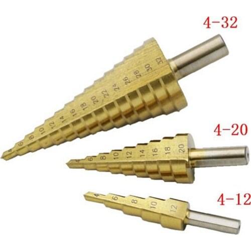 3Pcs/set drill bit Pagoda Shape Hole Cutter 4-32mm/4-20mm/4-12mm Triangle Shank drill for metalworking Hand Tools
