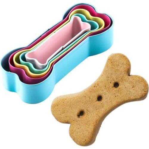 5PCs/Set Cookie Cutter 3D Dog Bone Form Cookie Stamp Stainless Steel Cake Decorating Tools DIY Pastry Baking Biscuit Molds