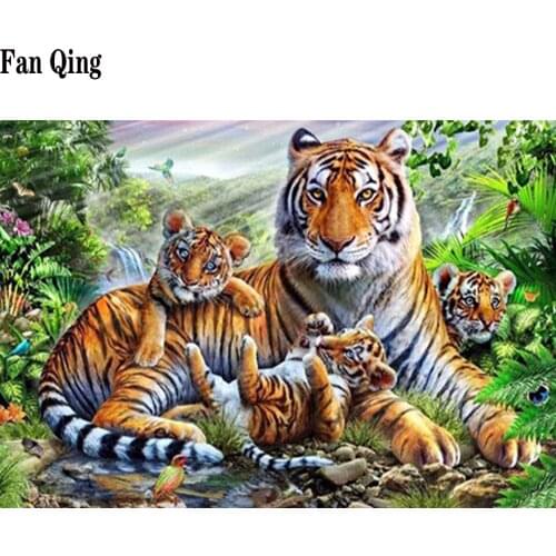 5D Diy Diamond Painting "Animal tiger" Diamond Pictures Cross Stitch full square round Rhinestone 3D Embroidery Decor