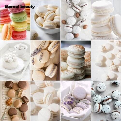 5D Diy Diamond Painting Delicious Food Colorful Macaron Cross Stitch Kits Dessert Cafe Decor Needlework Diamond Embroidery Gift