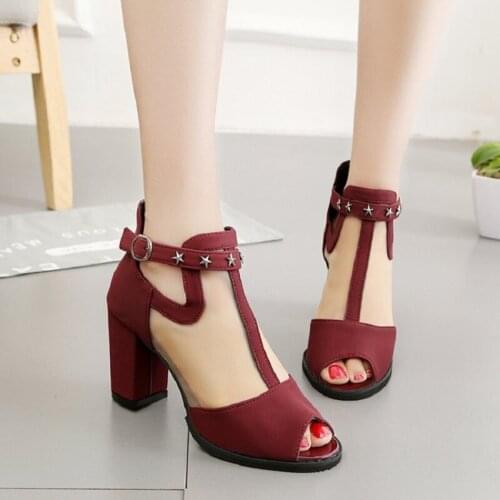 Fish mouth sandals 2020 spring and summer new high-heeled thick heel fashion fish mouth sandals net yarn womens single shoes