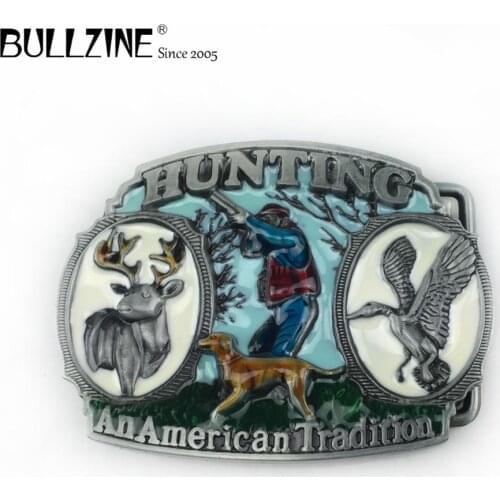 Bullzine zinc alloy Hunting belt buckle deer belt buckle pewter finish FP-02591 cowboy jeans gift belt buckle drop shipping