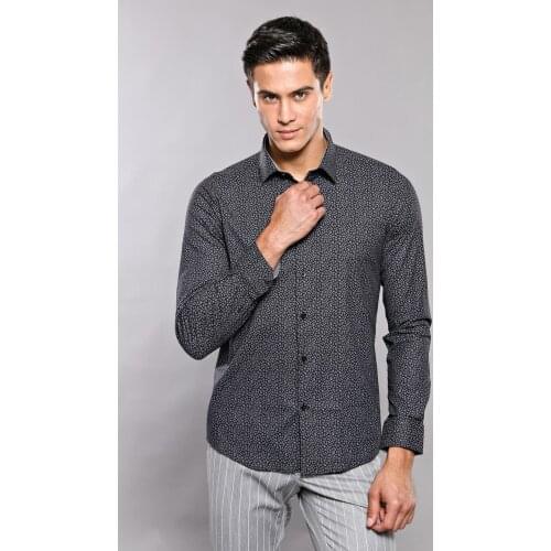Patterned Black Long Sleeve Shirt Wessi