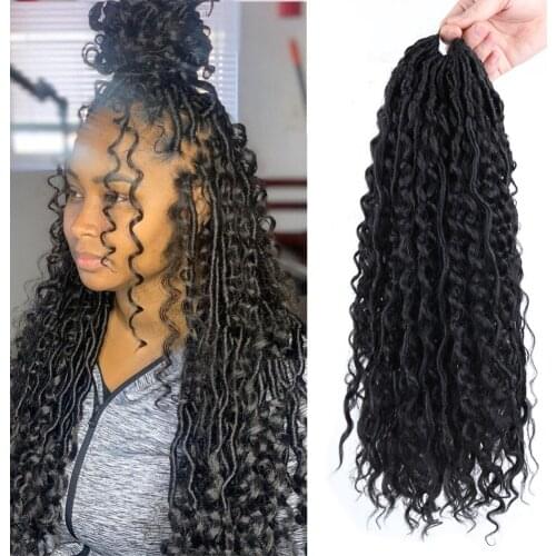 Long 18inch Wavy River Locs Crochet Braids Hair Synthetic Goddess Locs With Curly Hair Ends Faux Locs Braiding Hair Extensions