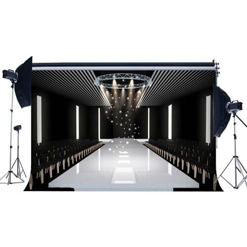 Luxurious T Stage Backdrop Interior Clothing Backdrops Bokeh Glitter Lights Black and White Hollywood Photography Background