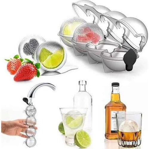 Ice Cube Maker 4 Cavity Mold Silicone Sphere Mold Bar Accessories Supplies Whiskey Cocktails Ice Grid Ball Mould Kitchen Tool