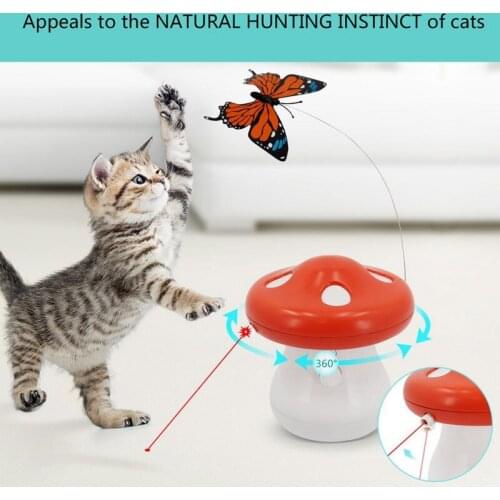 1PC Pet Cat Toys Laser Cat Ticker Toy Electric Turntable Decompress Led Laser Cats Funny Interaction The Mushroom Shape Cats Toy