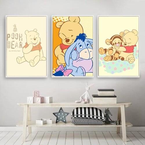 Canvas Painting Disney Cartoon Winnie The Pooh and Tigger Anime Movie Posters Wall Art Pictures for Living Kids Home Room Decor
