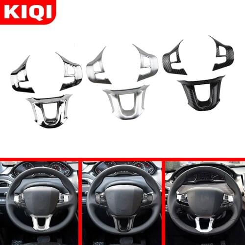 KIQI 3Pcs/Set Car Steering Wheel Buttons Panel Decoration Cover Trim Sticker for Peugeot 2008 2014 - 2019 Accessories