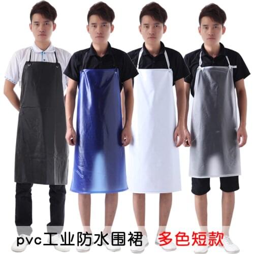 Short waterproof aprons sleeveless pvc thick waist wear resistant food anti-oil apron