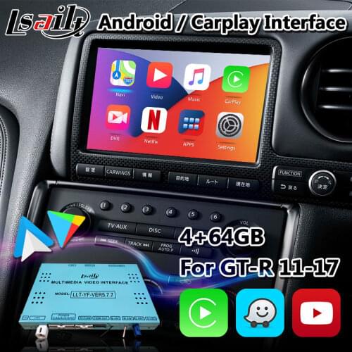 Lsailt Android Multimedia Video Interface for Nissan GTR GT-R R35 2011-2016 Model With Car GPS Navigation 3GB RAM 32GB ROM