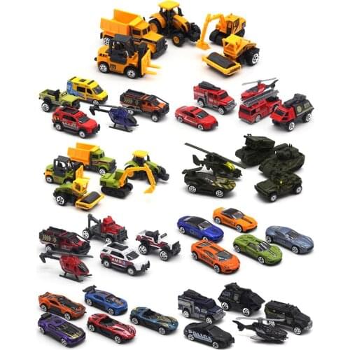 5Pcs 1/64 Diecast Alloy Engineering Racing Car Vehicle Model Kids Toy Carrier Truck Model Inertia Cars Vehicle Toys