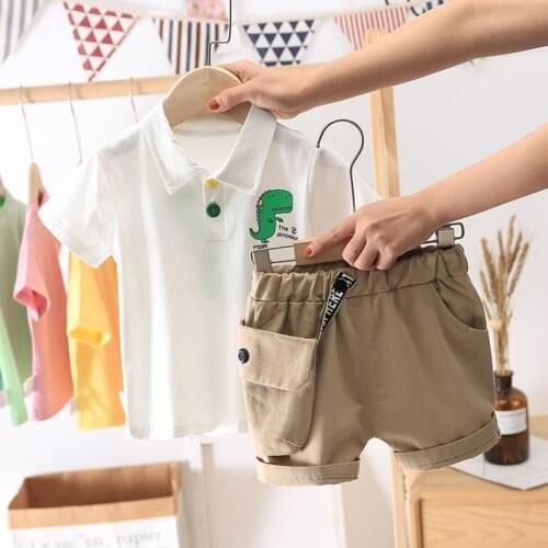 Fashion Summer Baby Boys Clothing Sets Children Cartoon Dinosaur T Shirt shorts 2 Pcs/Sets Clothes Suits Kids Cotton Tracksutis