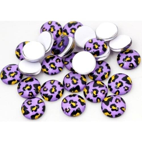 New Fashion 8mm 10mm 12mm Leopard print Purple Handmade Photo Glass Cabochons Pattern Domed Jewelry Accessories Supplies