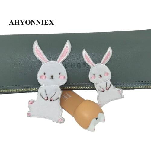 New Comming Cute Plush Rabbit Embroidery Patches for Girls Bag Iron On Patches for Clothes Small Glue Patch for Kids Clothes