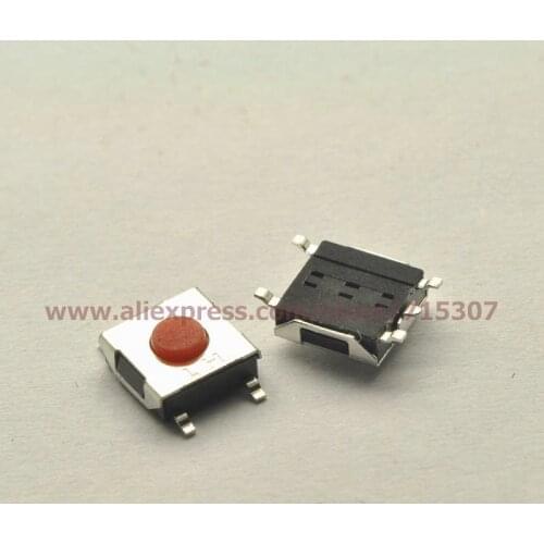 PHISCALE 20pcs 6*6*2.7/6x6x2.7MM touch button switch red color waterproof copper head smd 5pin