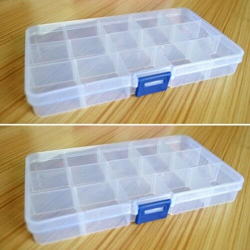 Plastic 15Slots Adjustable Jewelry Storage Box Case Craft Organizer Beads