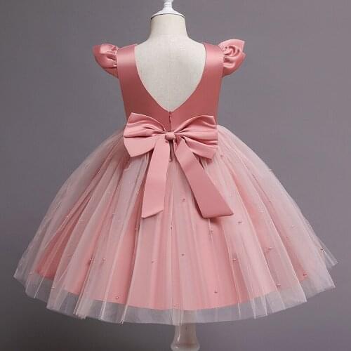 Baby Girls Dresses Toddler Kids Backless Tulle Princess Party Tutu Prom Children Elegant Wedding Birthday Costume Clothes