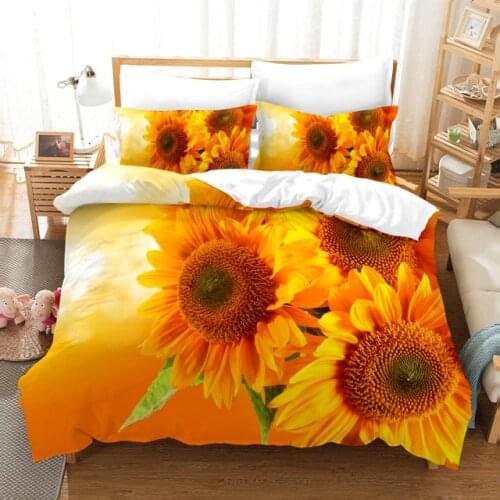 Sunflower Bedding set Luxury Duvet Cover Set Romantic Rose Flowers Quilt Cover Digital Printing Bed Linen Fashion Design