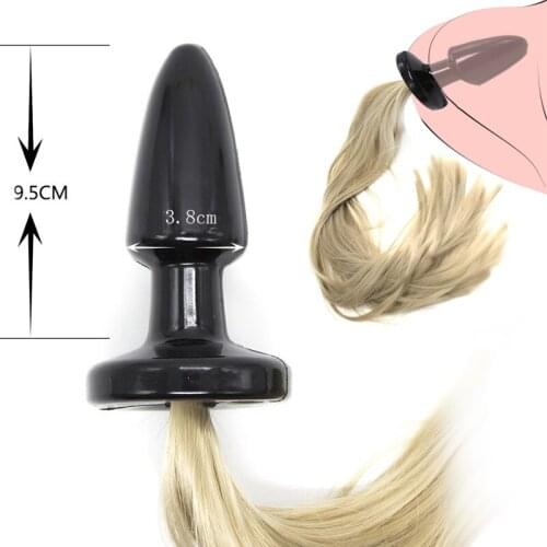 Unisex Silicone Large Anal Butt Plug Blonde Horse Play Pony Tail Plug Fetish Animal RolePlay Accessories Horse Tail Plug Sex Toy