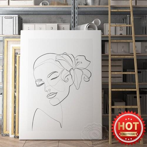 Modern Simple Line Drawing Character Portrait Poster, Minimalist Canvas Painting Wall Picture, Nordic Style Home Decor Art Mural