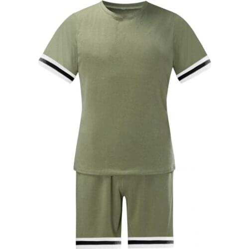 Tracksuit Casual Short Sleeve T-shirt Drawstring Shorts Men Sportswear Set O Neck for Running
