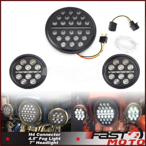 7" Head Lamp 7800LM for Harley Motorcycle Running LED Headlight 1X 2X 4.5Inch Fog Light Lamp Passing Lamps Hi/Lo Beam Lighting