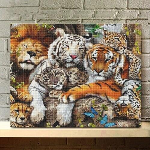 Tiger Beast 5D Diamond Painting Cartoon Diamond Embroidery Animal Picture full Rhinestone Home Decor Without Frame