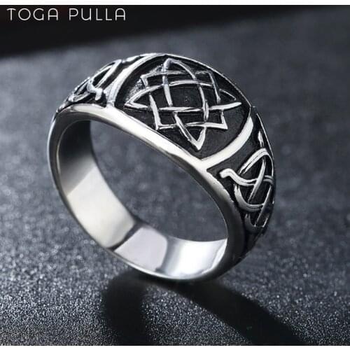 Vintage Black Viking Ring Men Women 316L Stainless Steel Norse Celticcs Knot Rings Nordic Amulet Jewelry