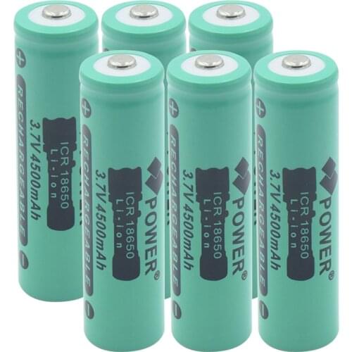 3.7V 4500mAh 18650 Rechargeable Li-ion Battery for LED Torch Flashlight electronic product 18650 batteries drop shipping