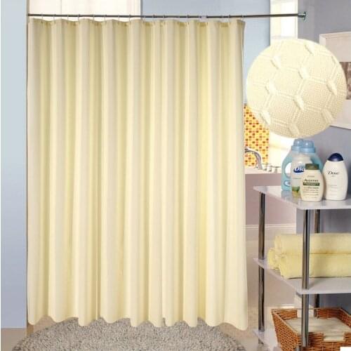 Shower Curtain Beige Lattice Fabric Mildew Resistant Waterproof Bath Curtains for Bathroom 12pcs Hooks