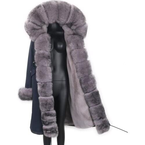 2021 Women X-long Parka Real Fur Coat 7XL Winter Jacket Thick Warm Outerwear Detachable Fox Fur Hood Natural Waterproof Collar