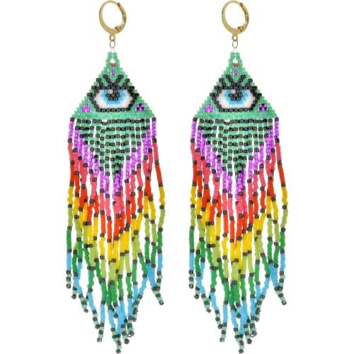 ZMZY MIYUKI Earring Women Turkish Evil Eye Earrings Lucky Jewelry Aretes Mujer Handmade Loom Woven Rainbow Earring Party Gift