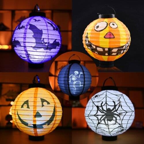 1Pc LED Paper Pumpkin Hanging Lantern Light Halloween Decoration Lamp Halloween Decorations for Home Horror Lantern Supplies