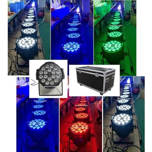 10lot+Flightcase) american dj wash rgbw led par 18x12w indoor par 64 led light flight case