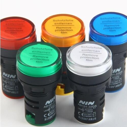 10PCS 12 24 110 220 380 V 22mm assembled in panel LED energy indicator multi color indicator