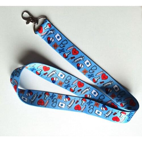 10 pcs Doctor Nurse Straps Lanyard ID Badge Holders Mobile Neck Keychains R-41