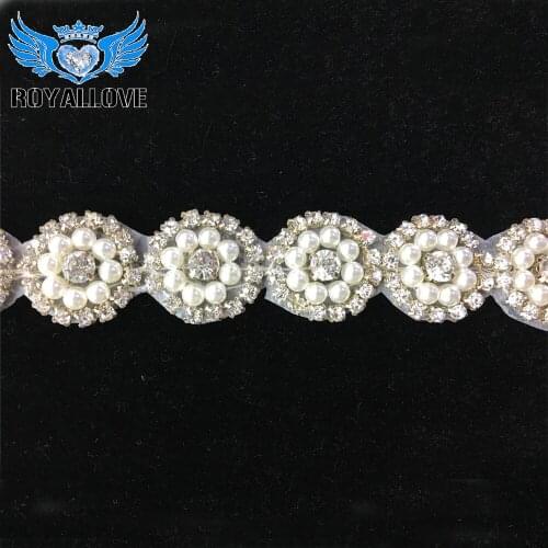 10 YardS Hotfix Clear Crystal Sewing on Beaded Pearl Rhinestone Appliques Trimming for Wedding Dress Headpieces Garters DIY Trim