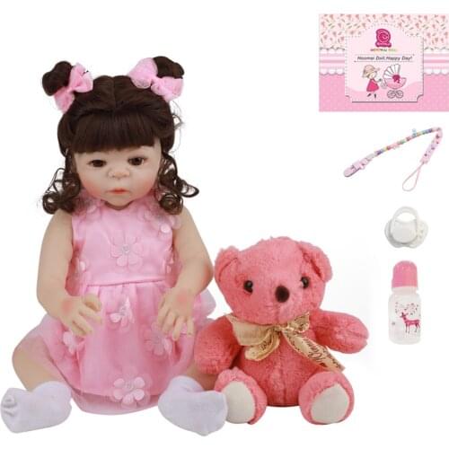 18Inch Newest Full Body Silicone Bebe Reborn Baby Doll Cute Newborn Babies Doll Lifelike Reborn Toys For Birthday Gifts 48CM